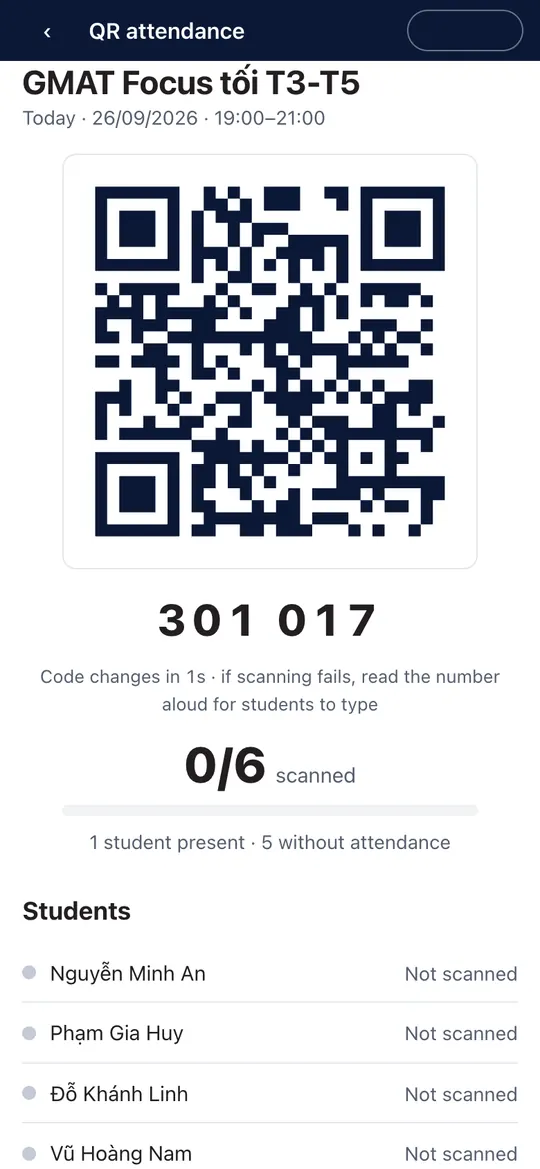 Open the attendance QR
