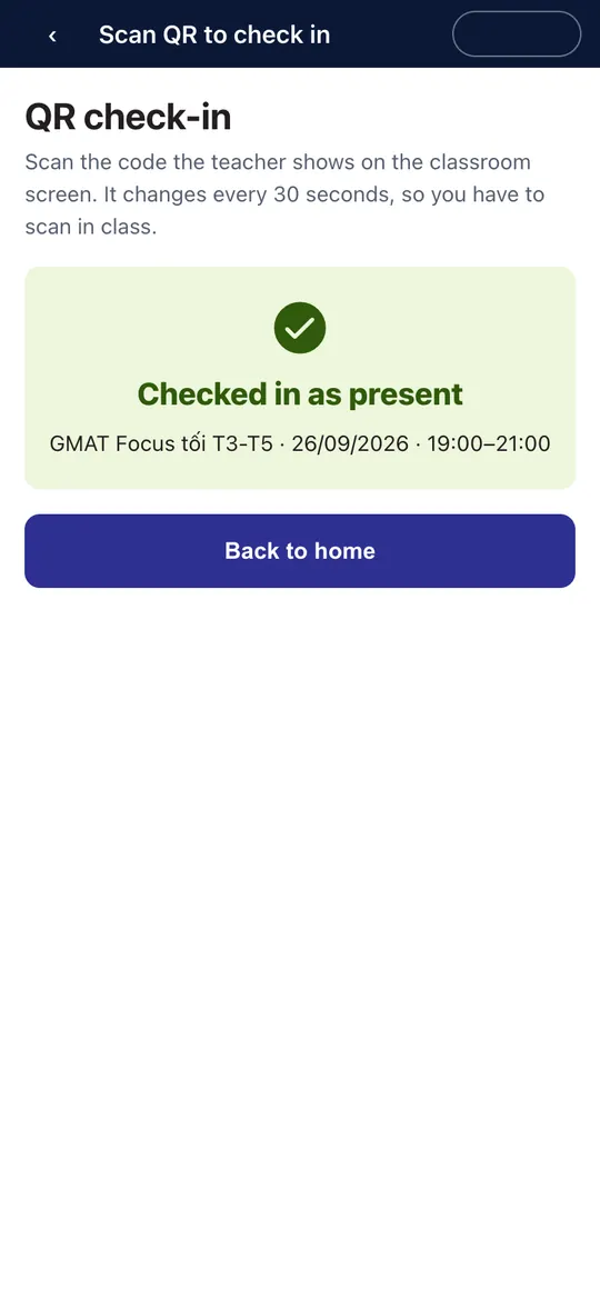 Checked in