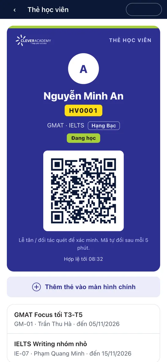 Thẻ học viên số