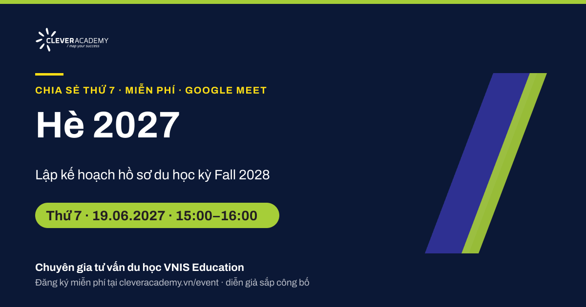 Hè 2027: lập kế hoạch hồ sơ du học kỳ Fall 2028
